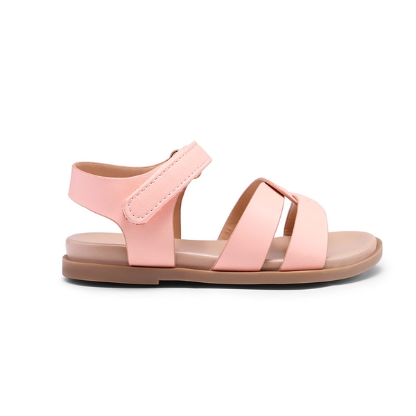 Girls Ankle Strap Strappy Flat Sandals - PINK PU - 5